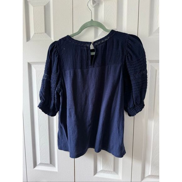 Loft by Anna Taylor Medium Navy Puff Shoulder Knit Blouse - Picture 5 of 5
